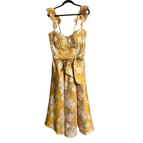 V. Chapman Gold Floral Midi Dress - Picture 8 of 16